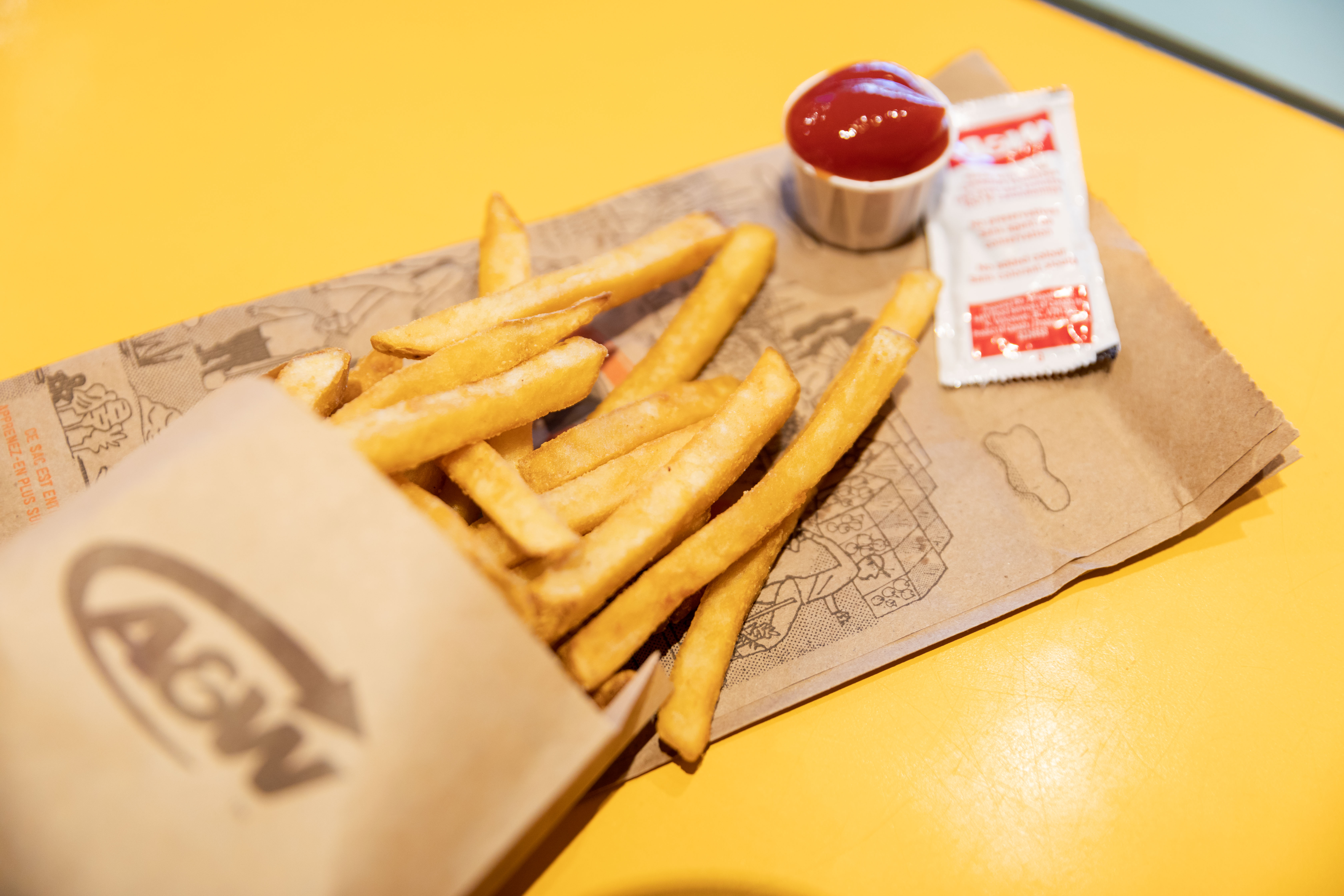 A&W fries and ketchup