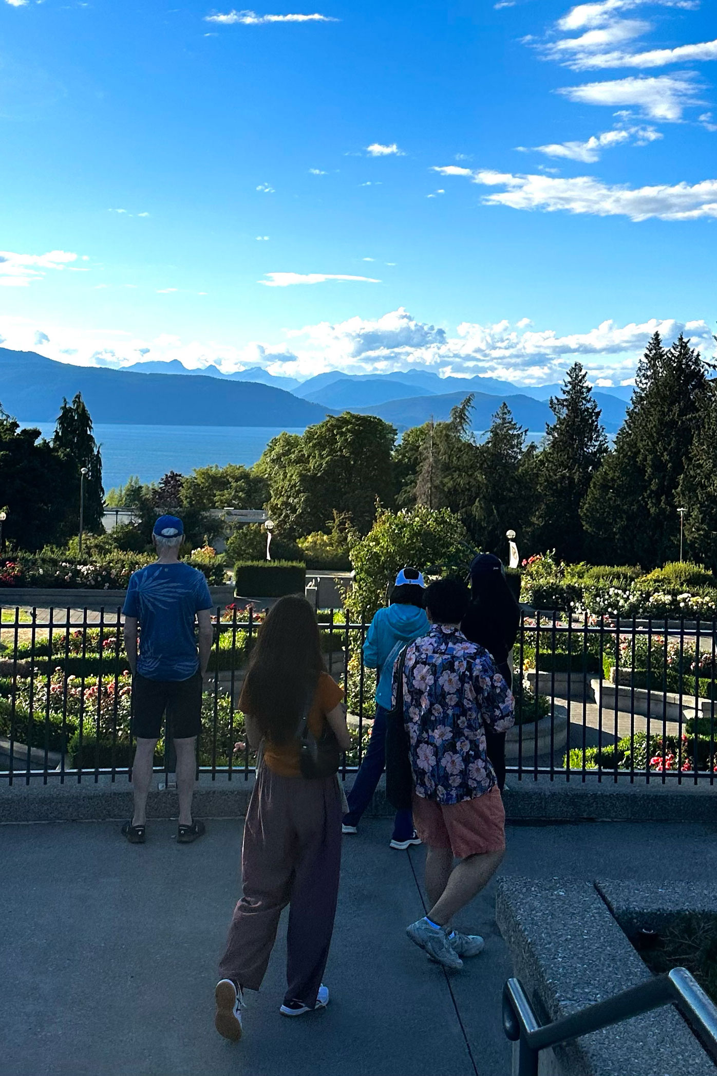 People overlooking the UBC Rose Garden