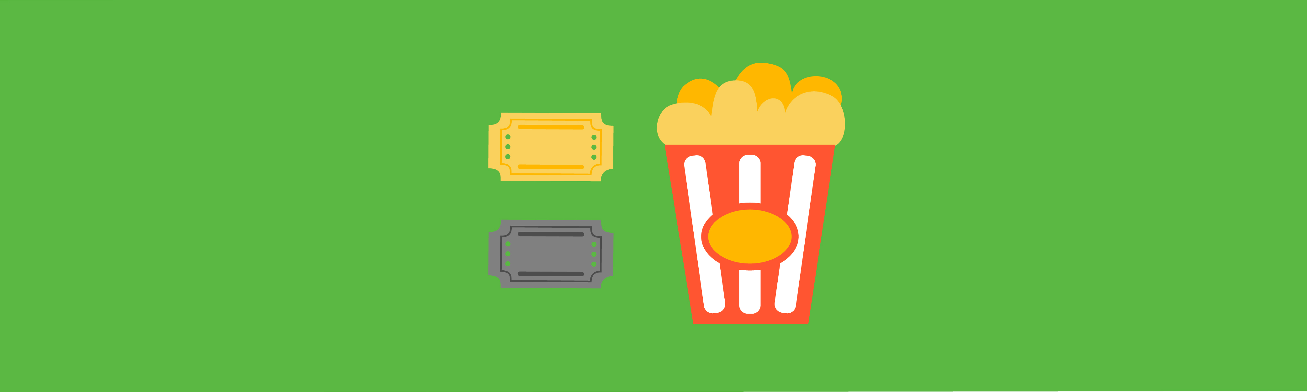 Colourful illustration of movie tickets and popcorn