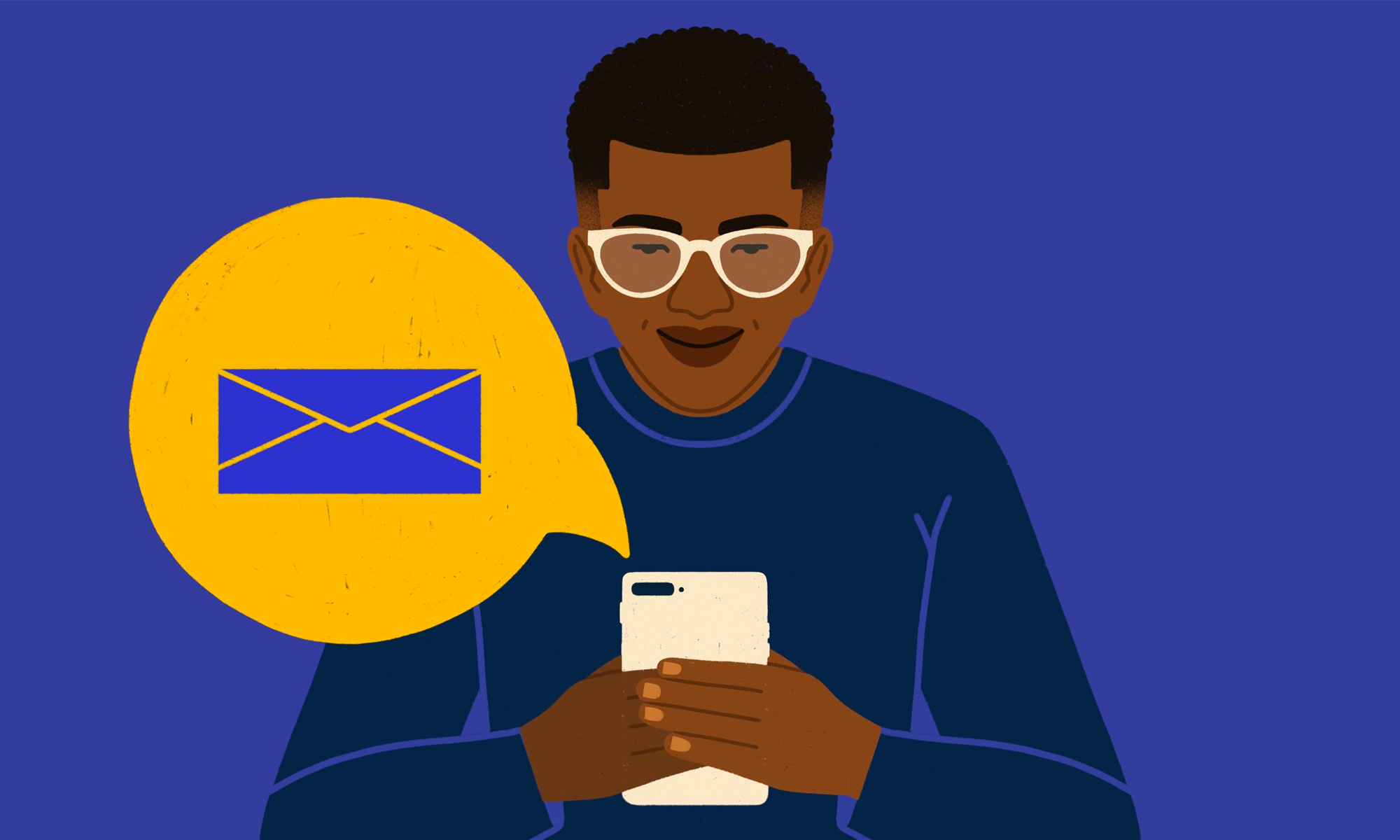 Vector illustration of patient receiving an email on their phone
