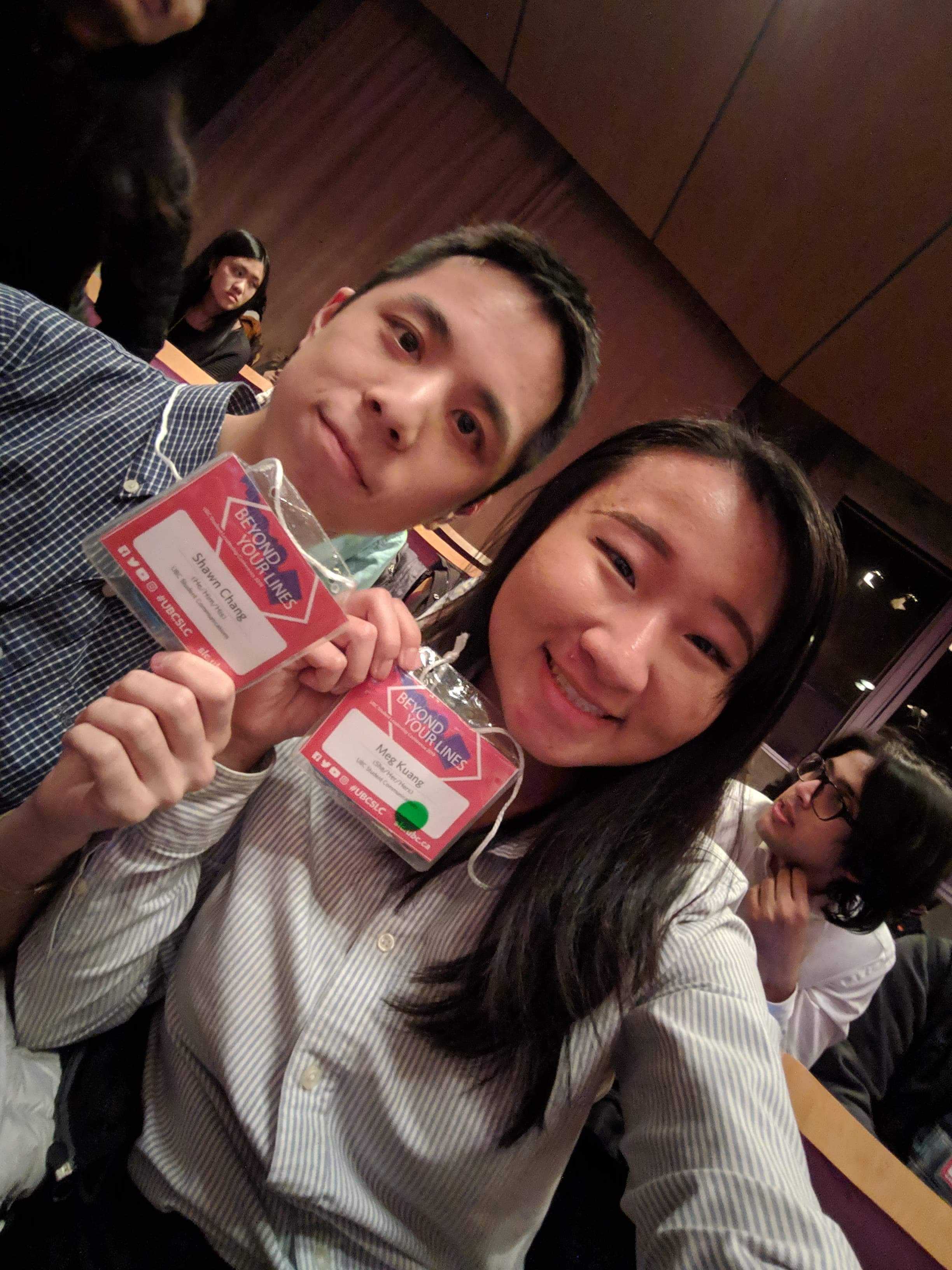 Shawn and Meg posing with their participant badges at the 2019 SLC
