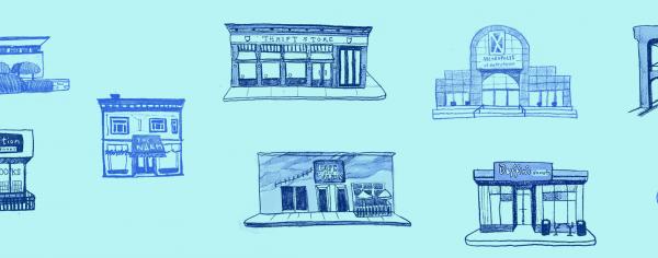 Illustration of Vancouver building fronts