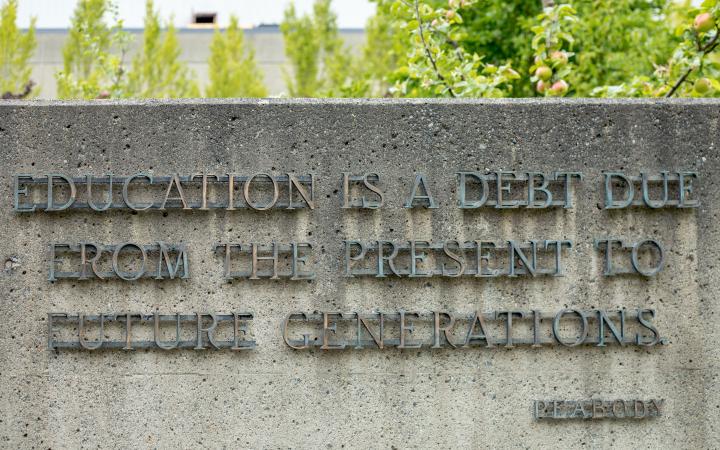 George Peabody quote: "Education is a debt due from the present to future generations."