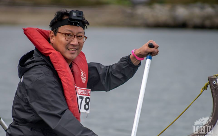 Santa Ono rowing in Day of the LongBoat