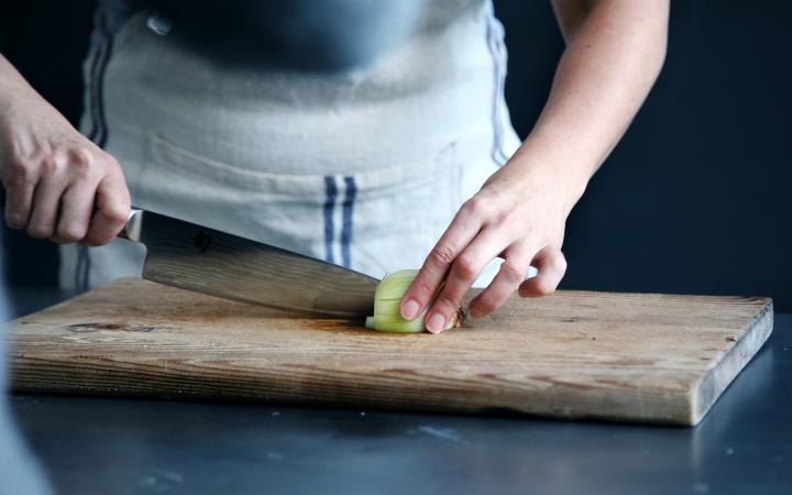 knife on cutting board 