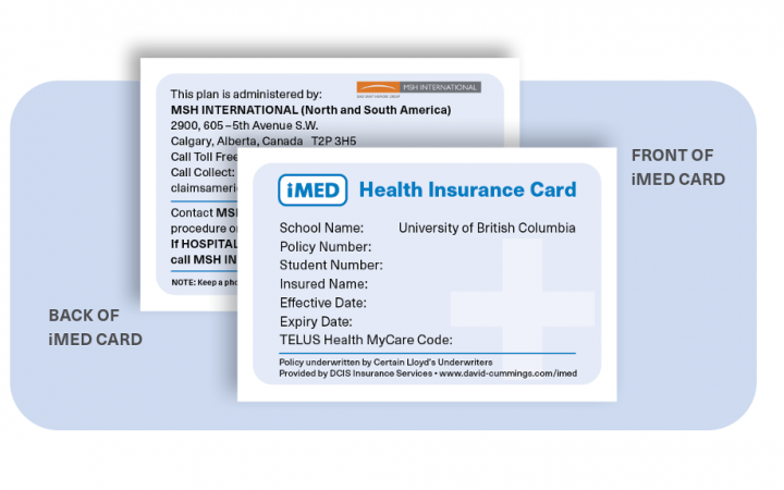 The front and back of an iMED health insurance card.