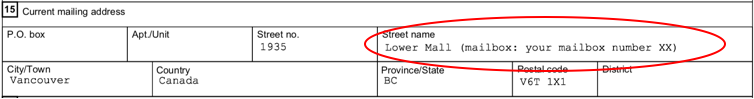 Screenshot of the address section for the application to amend your study permit