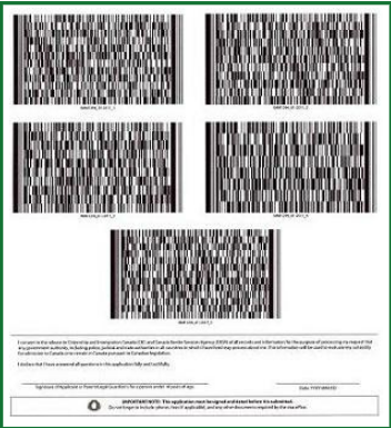 Screenshot of study permit extension form validation barcode.