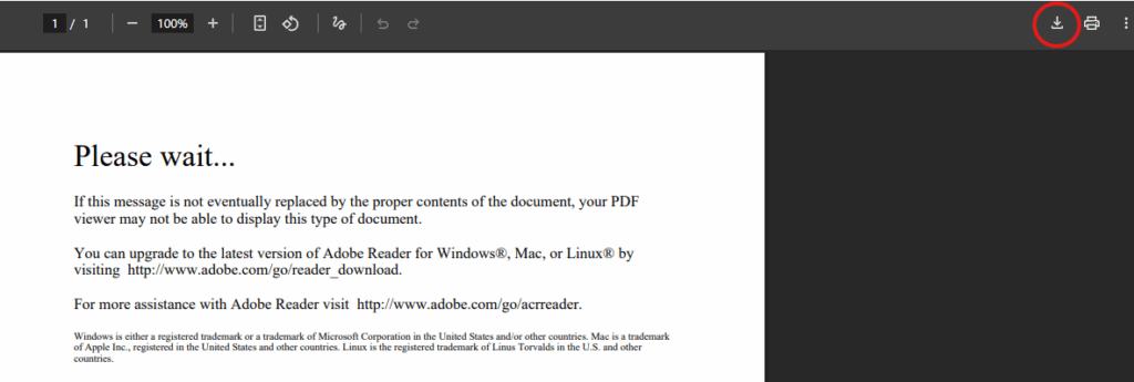 Screenshot of the please wait message from IRCC