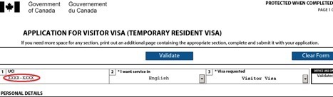 Screenshot of the UCI number for the TRV application